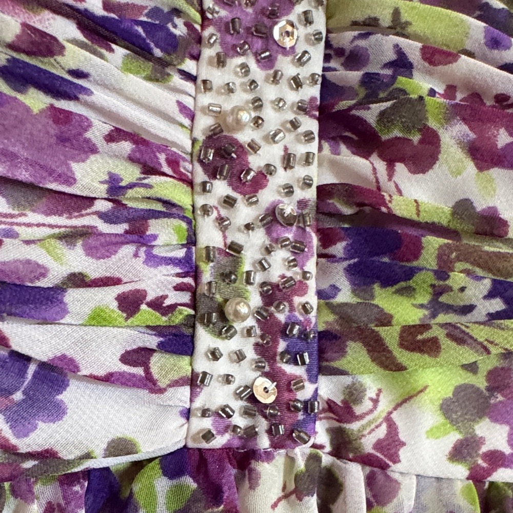 Aidan by Aidan Mattox purple and green Floral Maxi Dress- - Picture 3 of 16